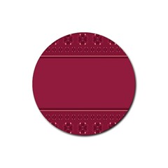 Heart Pattern Background In Dark Pink Rubber Coaster (round)  by Simbadda