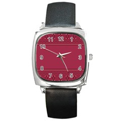 Heart Pattern Background In Dark Pink Square Metal Watch by Simbadda