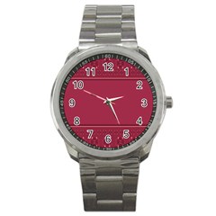 Heart Pattern Background In Dark Pink Sport Metal Watch by Simbadda