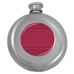 Heart Pattern Background In Dark Pink Round Hip Flask (5 oz) Front