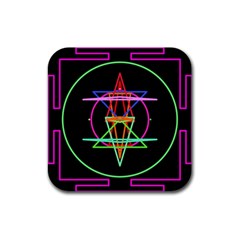 Drawing Of A Color Mandala On Black Rubber Coaster (square)  by Simbadda