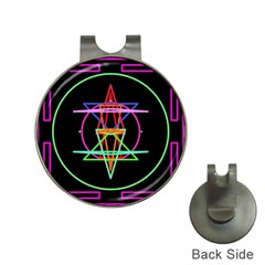 Drawing Of A Color Mandala On Black Hat Clips With Golf Markers by Simbadda