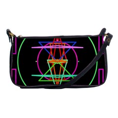 Drawing Of A Color Mandala On Black Shoulder Clutch Bags by Simbadda