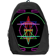 Drawing Of A Color Mandala On Black Backpack Bag by Simbadda