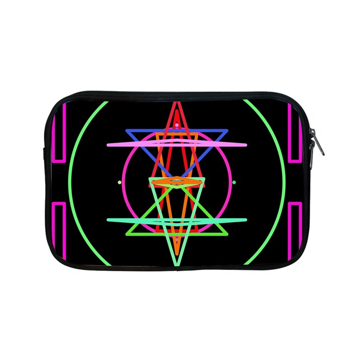 Drawing Of A Color Mandala On Black Apple iPad Mini Zipper Cases