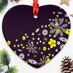 Vintage Retro Floral Flowers Wallpaper Pattern Background Ornament (heart) by Simbadda