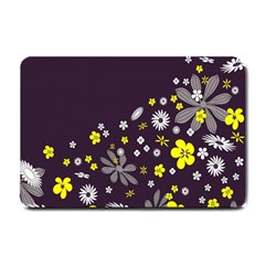 Vintage Retro Floral Flowers Wallpaper Pattern Background Small Doormat  by Simbadda