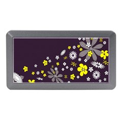 Vintage Retro Floral Flowers Wallpaper Pattern Background Memory Card Reader (mini) by Simbadda