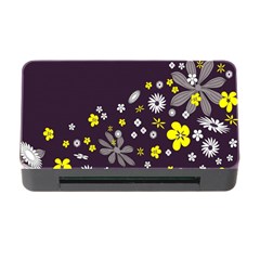 Vintage Retro Floral Flowers Wallpaper Pattern Background Memory Card Reader With Cf by Simbadda