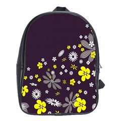 Vintage Retro Floral Flowers Wallpaper Pattern Background School Bags (xl)  by Simbadda