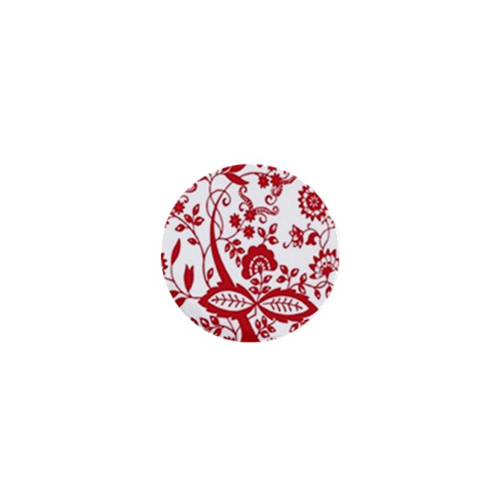 Red Vintage Floral Flowers Decorative Pattern Clipart 1  Mini Buttons