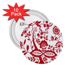 Red Vintage Floral Flowers Decorative Pattern Clipart 2 25  Buttons (10 Pack)  by Simbadda