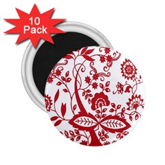 Red Vintage Floral Flowers Decorative Pattern Clipart 2 25  Magnets (10 Pack)  by Simbadda