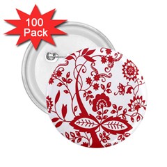 Red Vintage Floral Flowers Decorative Pattern Clipart 2 25  Buttons (100 Pack)  by Simbadda