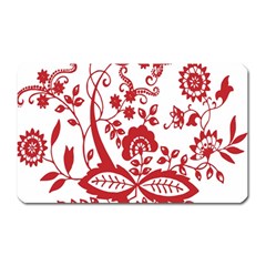 Red Vintage Floral Flowers Decorative Pattern Clipart Magnet (rectangular) by Simbadda