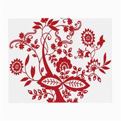 Red Vintage Floral Flowers Decorative Pattern Clipart Small Glasses Cloth (2-side) by Simbadda