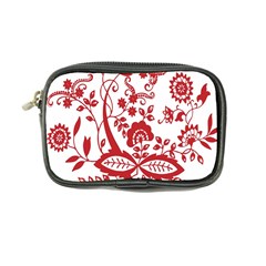 Red Vintage Floral Flowers Decorative Pattern Clipart Coin Purse by Simbadda