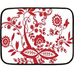 Red Vintage Floral Flowers Decorative Pattern Clipart Double Sided Fleece Blanket (Mini)  35 x27  Blanket Front