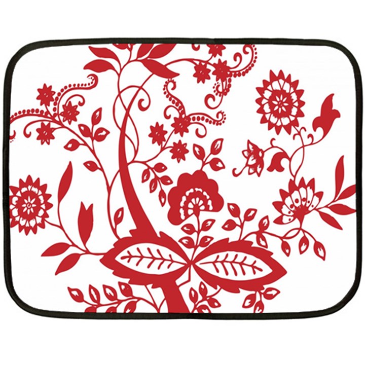 Red Vintage Floral Flowers Decorative Pattern Clipart Double Sided Fleece Blanket (Mini) 