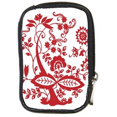 Red Vintage Floral Flowers Decorative Pattern Clipart Compact Camera Cases by Simbadda