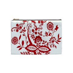 Red Vintage Floral Flowers Decorative Pattern Clipart Cosmetic Bag (medium)  by Simbadda