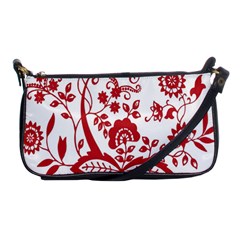 Red Vintage Floral Flowers Decorative Pattern Clipart Shoulder Clutch Bags by Simbadda