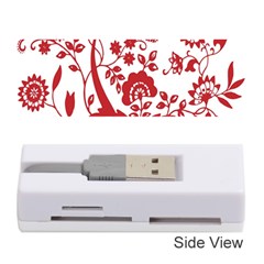 Red Vintage Floral Flowers Decorative Pattern Clipart Memory Card Reader (stick)  by Simbadda