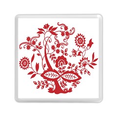 Red Vintage Floral Flowers Decorative Pattern Clipart Memory Card Reader (square)  by Simbadda