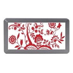 Red Vintage Floral Flowers Decorative Pattern Clipart Memory Card Reader (mini) by Simbadda