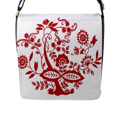 Red Vintage Floral Flowers Decorative Pattern Clipart Flap Messenger Bag (l)  by Simbadda