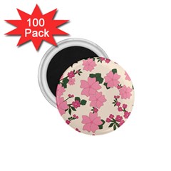 Vintage Floral Wallpaper Background In Shades Of Pink 1 75  Magnets (100 Pack)  by Simbadda