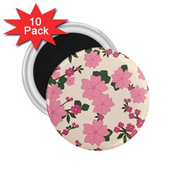 Vintage Floral Wallpaper Background In Shades Of Pink 2 25  Magnets (10 Pack)  by Simbadda