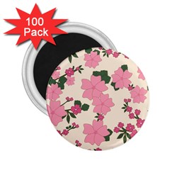 Vintage Floral Wallpaper Background In Shades Of Pink 2 25  Magnets (100 Pack)  by Simbadda