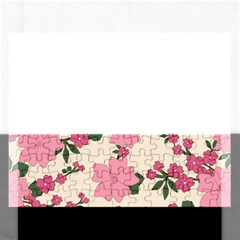 Vintage Floral Wallpaper Background In Shades Of Pink Rectangular Jigsaw Puzzl by Simbadda