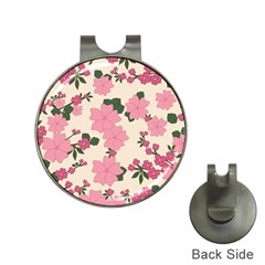 Vintage Floral Wallpaper Background In Shades Of Pink Hat Clips With Golf Markers by Simbadda