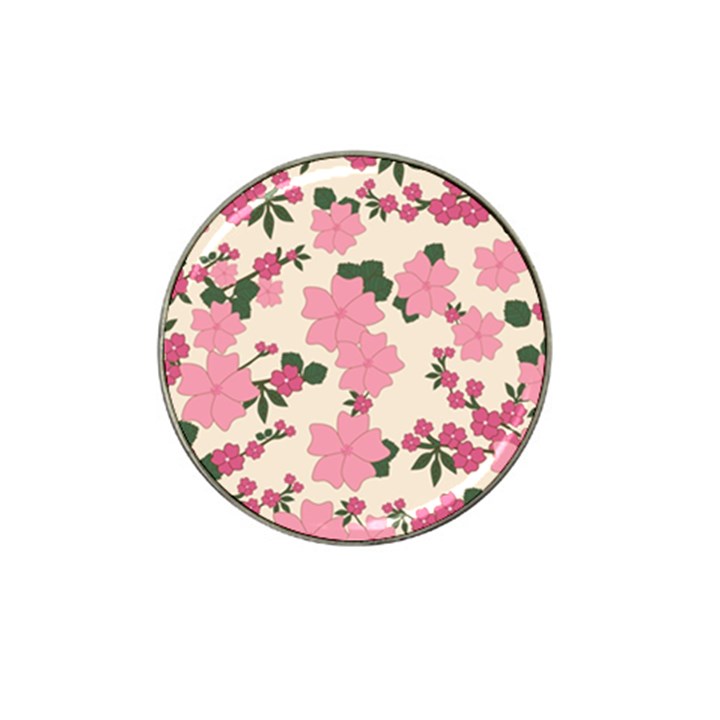 Vintage Floral Wallpaper Background In Shades Of Pink Hat Clip Ball Marker (4 pack)