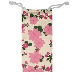 Vintage Floral Wallpaper Background In Shades Of Pink Jewelry Bag by Simbadda