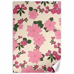 Vintage Floral Wallpaper Background In Shades Of Pink Canvas 24  X 36  by Simbadda