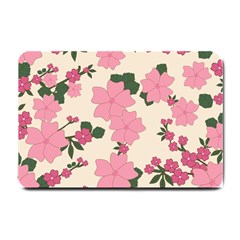 Vintage Floral Wallpaper Background In Shades Of Pink Small Doormat  by Simbadda