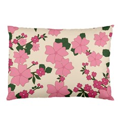 Vintage Floral Wallpaper Background In Shades Of Pink Pillow Case by Simbadda