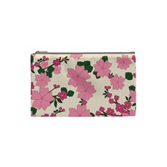 Vintage Floral Wallpaper Background In Shades Of Pink Cosmetic Bag (small)  by Simbadda