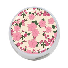 Vintage Floral Wallpaper Background In Shades Of Pink 4-port Usb Hub (one Side)