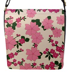 Vintage Floral Wallpaper Background In Shades Of Pink Flap Messenger Bag (s) by Simbadda