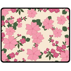 Vintage Floral Wallpaper Background In Shades Of Pink Double Sided Fleece Blanket (medium)  by Simbadda