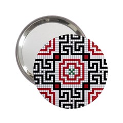 Vintage Style Seamless Black White And Red Tile Pattern Wallpaper Background 2 25  Handbag Mirrors by Simbadda