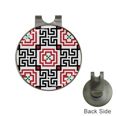 Vintage Style Seamless Black White And Red Tile Pattern Wallpaper Background Hat Clips With Golf Markers by Simbadda