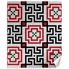 Vintage Style Seamless Black White And Red Tile Pattern Wallpaper Background Canvas 16  X 20   by Simbadda