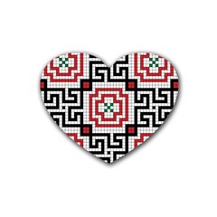 Vintage Style Seamless Black White And Red Tile Pattern Wallpaper Background Heart Coaster (4 Pack)  by Simbadda