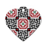 Vintage Style Seamless Black White And Red Tile Pattern Wallpaper Background Dog Tag Heart (One Side) Front