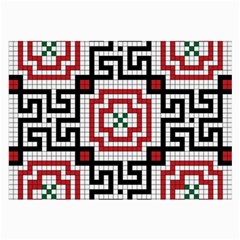 Vintage Style Seamless Black White And Red Tile Pattern Wallpaper Background Large Glasses Cloth (2-side) by Simbadda